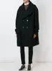 Manteau Mauni pour homme manteau oversize super ample mi-long double boutonnage grand revers noir LJ201110