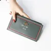 HBP New Fashion high capacity real leather bag women's multi card ultra thin bee wallet integrated long zipper