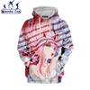 Mamba Top Anime Darling In The Franxx Hoodies 3D Hentai Loli ZERO TWO Hommes Sweat à Capuche Sexy Girl Hooded Senpai Harajuku Hommes Tees E010 C1116