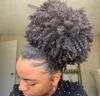 Clip di estensione dei capelli umani coda di cavallo afro caldo su naturale grande crespo ricci afro coda di cavallo donne parrucchino 140g