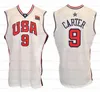 Maillot de basket-ball personnalisé rétro 2000 Vince Carter #9, chemise blanche cousue, taille S-4XL, tous noms et numéros, maillots de qualité supérieure