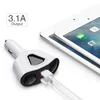 3.1A Dual USB Car Charger with 2 Cigarette Lighter Sockets Power Support Display Current Volmeter for Phone Tablet GPS