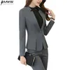 Mode Business Interview Femmes Pantalon Costume Plus Taille Travail Porter Bureau Dames À Manches Longues Slim Formelle Blazer Et Pantalon Ensemble 200923