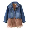 Kinder Kleidung Sets Herbst Winter Mädchen Kleidung Mode Umlegekragen Denim Mantel Jacke + Prinzessin Spitze Tutu Kleid 2PCS Anzug