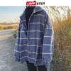 Lappster Men Korean Style Plaid Overcoat Wool Mens Streetwear Windbreaker Harajuku Fashions Oversize Jackets Coats 201222