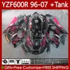 Body Kit für Yamaha yzf600r Thundercat Rosa Flames YZF 600R 600 R 1996-2007 Körperarbeit 86NO.175 YZF-600R 96 97 98 99 00 01 YZF600-R 02 03 04 05 06 07 OEM-Verkleidungen + Tankabdeckung