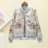 Nouveau design femmes mode casual o-cou à manches longues 3D fleur jacquard perles strass luxe veste courte manteau casacos S M L