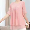 Dame couleur unie Blouse femmes jaune haut tendance en mousseline de soie à manches courtes chemise décontractée Blouse élégant tenue de bureau Femme 2020 H1230