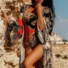 Bikinx Impresso Bikini Mujer Concobres de vestido de praia longa feminina Túnica de verão Use Sarong Swimwear Women Kaftan Cover T200324
