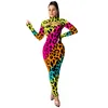 Femmes de chemise robes Leopard Imprimé o cou surdimensionné Lady Casual Streetwear Autumn Plus Size Sweethirt New7748822