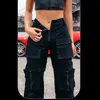Y Demo Techwear Sıradan Kadın Kargo Pantolon Küvetler Yüksek bel cepleri tam uzunlukta çizim