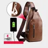 Bolsas de cintura Marca Messenger Bag Cuero Hombres Pecho Vintage Crossbody Hombro Hombres Negocios Sling Male Casual Pack1193C