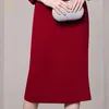 Feestjurken H Han Rainha Elegante O-Pescoço Vestido Feminino Simples Vermelho Casual Trabalho Vestidos Escritório Festa de Negócios Bodycon Lápis Bainha Vestido