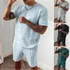 Tracce da uomo 2022 tuta estiva maschile set sportivo casual set di pantaloncini a maniche corte a pianta solida