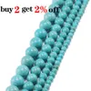 1Strand Lot Gemaakte kralen 4 6 8 10 12 mm Gladde natuurlijke groene turquoises rond losse spacer Bead voor sieraden maken DIY H Jlltyj