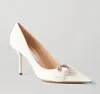 Zapatos de vestir de boda 2022, zapatos de tacón Saresa con punta en pico, tacones altos de tela para mujer, EU35-43 de lujo para fiesta perfecta para mujer