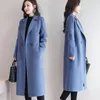 Dameswolmengsels Dames Winter Koreaanse Stijl Zwart Lange Mix Trench Coat 2021 Dames Mode Windbreaker Kleding Plus Size 3XL