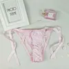 Pure Silk Solid Women Sexy Mulberry Silk Underwear Briefs Side Tie Ribbon Bowknot Lingerie Thong Low Waist Panties3881950