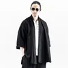 Japońska Streetwear Kimono Mężczyźni Czarna Kurtka Mężczyzna Harajuku Męskie Kurtki Bomber ZZ 201124