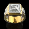 14 K Gold White Diamond Pierścionek dla mężczyzn Moda Bijoux Femme Jewellery Natural Gemstones Bague Homme 2 Carats Diamond Ring Males y1124