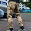 New 2021Hip Hop Casual Pants Men's Popular Loose Straight Cargo Pants Multi Pocket Bunched SportswearTrousers H1223