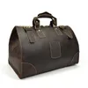 Duffel väskor Retro Crazy Horse Leather Travel Bag European Style Herrväska Bagage Dark Brown Outdoor Business Shoulder LD7741