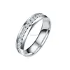 صف بسيط من الفولاذ المقاوم للصدأ خاتم الماس الكريستال خواتم الزفاف للنساء للنساء أزياء المجوهرات هدية
