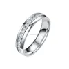 Simple Row Stainless Steel diamond ring crystal engagement Wedding Rings for women men fashion jewelry gift