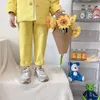 Ücretsiz Kargo Denim Çocuk Giyim Seti Rahat Çocuk İki Parçalı Takım Katı Kot Tops + Pantolon Genç Erkek Kız Set Bahar Sonbahar Eşofman