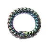 316L Aço Inoxidável Homens Mulheres Hip Hop Mutilcolor Jóias Cubana Link Cadeia Colar Colar Pulseiras Iridescence Corrida Correntes 6mm / 8mm / 10mm / 12mm / 14mm