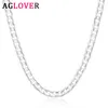 AGLOVER 925 Sterling Silver Chain Cubana 12mm 18/26/28/30 polegada Colar lateral Colar para mulher Homem Moda Jóias Presente