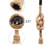 E27 Retro Tre Head Hemp Rope Pendant Lampor Bulb Hållare Hängande Lampor Fixture För Land Vintage Industriell Stil Heminredning