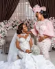 plus size arabo aso ebi lussuosi cristalli di perline abiti da sposa in pizzo sirena abiti da sposa maniche lunghe abiti da sposa zj855