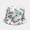 Chapeau de pêcheur à motif papillon coloré européen et américain, accessoires d'été féminins en coton double face, décoration de pare-soleil d'extérieur assortie avec tout