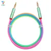 100pcs 3.5 mm Jack Audio Cable Rainbow Bamboo Copper Shell Male To Male Stereo Auxiliary Cord for Car Samsung S8 MP4 AUX Cable