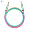 100 pcs 3,5 mm Buchse Audiokabel Regenbogen Bambus Kupferschale Männlich zum männlichen Stereo -Hilfskabel für Auto Samsung S8 MP4 Aux Cable