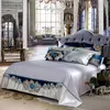 Beddengoed sets zilveren gouden koning queensize set satin katoen luxe bed bed / platte plaat verspreid kussensloop dekbedovertrek