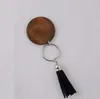 Handel zagraniczny Monogram Drewniany Dysk Brelok Osobowości Koreańska wersja Velvet Tassel Wisiorek Key Ring