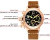 Men Automatic Self Wind Mechanical Genuine Brown Leather Multifunction Date Boat Month Luminous Limited Rose Gold Bronze U Watch L323b