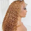 30 # Blondin spets Front Human Hair Wigs Pre Plucked Brazilian Hair Gluseless Parys 100% Obehandlad Curly Human