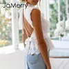 JaMerry Backless pizzo ricamo donna canotte bianche Ruffled scava fuori top peplum stile estivo femminile Streetwear top donna LJ200812