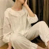 Mode doux pur coton décontracté blanc pyjamas floraux ensembles femme lâche mignon vêtements de nuit plus taille Y200708