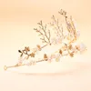 2021 Goldene Prinzessinnen-Kopfbedeckung, schicke Braut-Tiaras, Accessoires, atemberaubende Kristalle, Perlen, Hochzeits-Tiaras und Kronen 12159