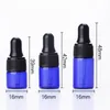 1 ml 2 ml da 3 ml 5 ml bottiglie di contagocce in vetro colorato piccolo fiala di vetro con coperchio nero per profumo cosmetico