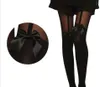 Vintage Women Sheer Tights Bow Pantyhose Faux Thigh High Bow Suspender Tights Imitating Sexy Tattoo Stockings Black White