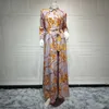 Mode franska Eleganta Maxiklänningar För Kvinnor Retrotryck Muslim Dubai Abaya Lapel Enkelknäppt Långärmad Skjorta Klänning Fråga 220309
