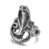 Retro Punk Snake Ring for Men Women Exaggerated Antique Siver Color Opening Adjustable Rings