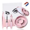 Magnetic Lashes 3D Faux Mink Waterproof 5 Magnet False Eyelashes 1 Pairs Natural Long No Liquid Eyeliner & tweezer Set DHL