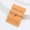 20pcs/lot Make a Wish Blue Evil Eye Woven Paper Card Bracelet Women Adjustable Lucky Red String Bracelets Femme New Fashion Jewelry