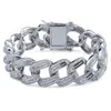 19mm Baguette Miami Cuban Mens Iced Out Zircon Curb Cuban Link Armband Hip Hop Smycken Guld Silver Tjock Tung armband 7 "8"